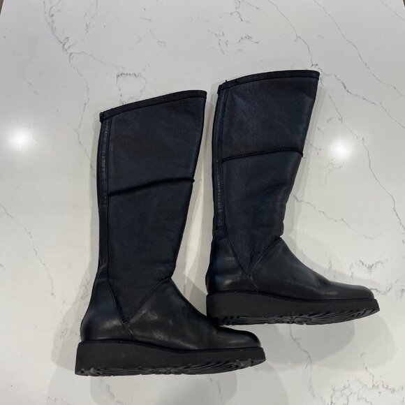 UGG Black Leather Kendi Knee High Boots in VEUC size 6.5 - Picture 1 of 10